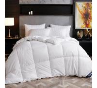 Générique Duvet 4 Seasons, Goose Down, Ultra Soft, Lightweight, Machine Washable Comforter for Winter and Summer, Double Size 180x220 cm, 4 kg