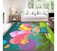 Générique Dynamique Énergique Jeune Anime Multicolore Carpette 140 x 200 cm, Décoration D'Intérieur, Tapis Sac à Dos Nuages pour Chambre d'enfant Tapis Lavable Et Antidérapant À Poils Ras