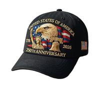 Générique Eagle & Liberty - United States 250th Anniversary Hat, Adjustable Bald Eagle Printed Patriotic Baseball Cap for Men Women (Black)