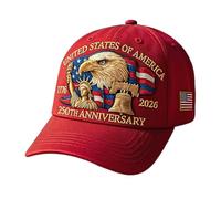 Générique Eagle & Liberty - United States 250th Anniversary Hat, Adjustable Bald Eagle Printed Patriotic Baseball Cap for Men Women (Red)