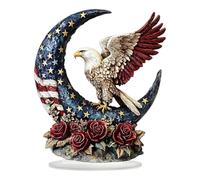 Générique Eagle Statue - Moon Shape Star Detail 2D Acrylic Desktop Centerpiece | Eagles Statue for Outside | Patriotic Bald Eagle Sculpture for Car Room Study Bedroom Living Room Workplace