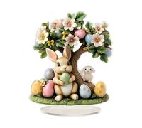 Générique Easter Bunny Acrylic Decoration | Acrylic, 140g, 17.2x20cm | 2D Rabbit with Easter Egg Tree | Home Bedroom Desktop Ornament for Spring Holiday