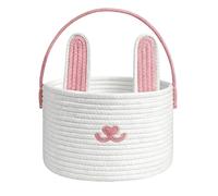Générique Easter Bunny Basket for Kids, Cotton Rope Container, Rabbit Bucket Tote | for Boys Girls Candy Toys Snacks Birthday Party Holiday, 23x16cm