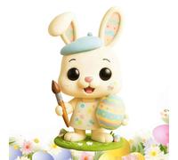 Générique Easter Bunny Figurines, Tabletop Holiday Decoration, Cute Rabbit Ornament with Colorful Design, Resin Display Accent with, Festive Decor for Nightstand Bedside Dressing Table Bookcase