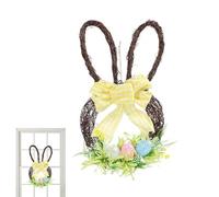 Générique Easter Bunny Shaped Wreath | Rabbit Shape Spring Holiday Festive Bunny Ornament, Front Door Decoration with Easter Eggs, for Window Fireplace Wall Indoor Outdoor