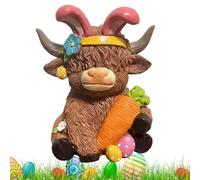 Générique Easter Cow Statues - Resin Rustic Animal Statue Decoration | Cute Cow Sculptures for Spring Kitchen Living Room Entrance Desk Shelf Tiered Tray