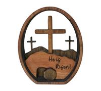 Générique Easter Decoration Ornaments Resurrection Tomb Cadeaux de Pâques Religieux Ensemble scène résurrection Pâques décoration He is Risen Christianisme Tombe Vide Scène œuf en Bois