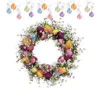 Générique Easter Door Wreath - Artificial Spring Flower, Easter Egg Decor for Entryway, Front Door Ornament, Holiday Floral Swag with Pair Hues, Seasonal Welcome Sign for Porch Yard Patio and Outdoor