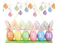 Générique Easter Egg Decorations - Bunny Ears Spring Holiday Cute | Decorative Pastel Table Ornaments with Velvet Fabric & Weighted Base for Living Room, Kitchen, Office Desks and School Classrooms