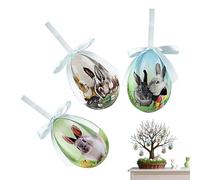 Générique Easter Egg Ornaments for Tree,3 Pieces 7cm Foam Spring Bunny | Funny Rabbit Egg Decorations | for Indoor Outdoor Party Home Wall Window Door Garden Yard Patio Porch Office