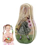 Générique Easter Egg Tin Box - Easter Candy Storage Tin Box, Cookie Storage Case with Lid | Holiday Tinplate Treat Holder Organizer | Versatile Snack Container | Candy Packaging for Boys, Girls, Kids