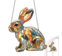 Générique Easter Flat Bunny Decor, Acrylic Pendant Easter Bunny 2D Ornament, 7.87x7.09in Dreamy Spring Season Indoor, Outdoor Decoration, Sunlight Catching Art for Animal Lovers