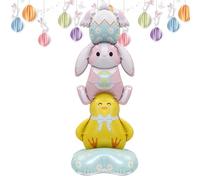 Générique Easter Foil Balloons - Self-Standing Giant Reusable Spring Decor | Easter Decor Chick Bunny Balloons for Indoor Outdoor, Garden, Yard, Porch, Lawn, School, Farmhouse Holiday Birthday