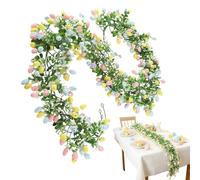 Générique Easter Garland for Mantle - 2 Pieces Artificial Easter Egg Garland Decor,Home Accent Ornament | for Home Indoor Party Wall Fireplace Mantel Stairs Window