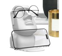 Générique Easter Island Statue Glasses Holder, Creative ABS Desktop Organizer 12.5x12.5x8.5cm, Multifunctional Phone And Tablet Stand, Coin Bank, Sunglasses Holder, Fun Stone Head Decor For Bedroom