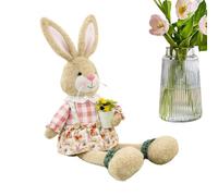 Générique Easter Plush Bunny Ornament | Plush, PP Cotton, Checkered Pattern | Long Legs, Male Or Female Style | Spring Home Decor for Easter, Birthday Gift
