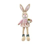Générique Easter Plush Bunny Ornament | Plush & PP Cotton, Long Legs, 11.8in Height | Checkered Country Style Rabbit Doll | Spring Home Decor, Easter & Birthday Gift