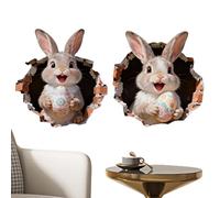 Générique Easter Stickers - 3D Bunny Egg Decals for Kids Family Friends | PVC Material, 30x30cm Size, 45g Weight, Self Adhesive Reusable Design, Indoor Outdoor Use, Fridge Planner Home Decor