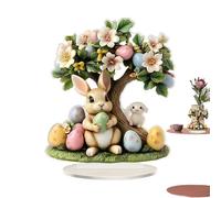 Générique Easter Table Centerpiece - Acrylic 17.19x20cm | 2D Flat Easter Egg Tree Decoration | Cute Rabbit Holiday Desk Ornament for Indoor Outdoor Table Display and Seasonal Home Decor Use