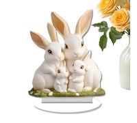 Générique Easter Table Centerpieces, Cute Bunny Family Decor, Acrylic Home Decoration, Desk Sign for Spring Holiday, Birthday, Wedding, Seasonal Party, Table Display, Indoor Accent, 18x14.8cm