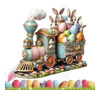 Générique Easter Table Decorations, 19x20cm Easter Bunny Egg Sign for Table | Festive Feelings Spring Bunny Egg Desk Ornaments 2D Acrylic, Eye-Catching Farmhouse Desktop Decorations for Home