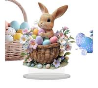 Générique Easter Table Decorations, 19x20cm Easter Bunny Egg Sign for Table | Festive Feelings Spring Bunny Egg Desk Ornaments 2D Acrylic, Eye-Catching Farmhouse Desktop Decorations for Home