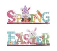 Générique Easter Tabletop Sign, Spring Bunny GNOME Tiered Tray Decor, Colorful Letter Desk Decoration, Table Centerpiece for Home, Holiday Festivities