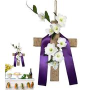 Générique Easter Wreath - Seasonal Lily Flower Decoration - Easter Wreaths for Front Door | Spring Farmhouse Holiday Home House Porch Entrance Yard Office