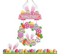 Générique Easter Wreaths for Front Door | Cute Rabbit Wooden Decoration - Easter Bunny Wreath - for Friends Family | Gatherings Front Porch Wall Indoor Outside Home Decor