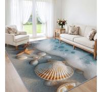Générique Eau De Mer Coquille Saint Jacques Tapis 140x200 cm Lavable en Machine, Moderne Plage Vacances Tapis AntidéRapant Doux Poil Ras, pour Salon, Chambre et Salle à Manger