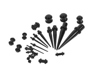 Générique Écarteurs D’oreilles en Acrylique Noir 23 Pièces pour Étirement