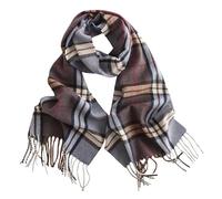 Générique Écharpe 2 Pièces De Losange Motif Hommes Et Femmes Automne Hiver Chaud Longues Franges Foulards Bleu Gris