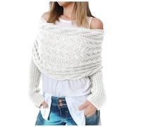 Générique Écharpe Avec Manches, Femme Écharpe Avec Manches Tricot Grosse Echarpe Pull Crochet À Manches Blanc, Echarpes Et Foulards Manche Longue Châles Hiver Chaud Etole Chic Et Elegant Mariage