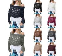 Générique Écharpe avec Manches Femme Enveloppement de Câble Tricoté Pull Écharpe avec Manches Châle Crochet Écharpe Multifonctionnelle Pull Mode Doux épais Chic Enveloppant Cadeau Noël