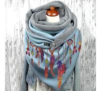 Générique Écharpe Cachemire Femme - Echarpe Laine Femme Fringed Retro Foulard Turban Coton Bouton Chaud Femmes Imprimer Foulard (Blue One Size)