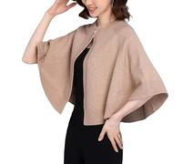 Générique Écharpe Courte en Maille pour Femme Poncho et Cape Effet Cachemire Châle Chaud pour l'hiver Châle D'Épaule pour Les Soirées Bals et Fêtes De Fin D'Année Couleur Camel Taille Unique.