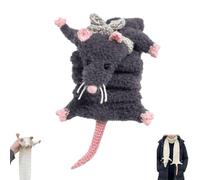 Générique Écharpe de rat au crochet faite à la main, écharpe en forme de rat mignonne, écharpes en tricot d’hiver doux et chaud, cadeau unique fait à la main pour les amoureux des animaux (Gray)