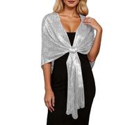 Générique Écharpe de soirée élégante, idéale pour Un dîner Formel, Une réception de Mariage, Une soirée de Demoiselles d'honneur, Un Bal de Promo ou Une fête. (Silver, One Size)