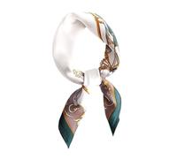 Générique éCharpe En Soie Pour Femme 1 foulard carré en soie à motif vert for femme, 70 cm, imitation, tendance, polyvalent, for couvre-chef, sac, décoration