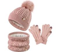 Générique Echarpe Et Gants Bonnet Ensemble Enfants Cache Cou Pour Garçons Filles Thermique Enfant Tour De Polaire Fille 10 Ans Hiver Avec Doublure Double Épaisseur (Rose,Taille unique)