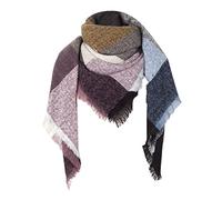 Générique Écharpe Femme Cachemire - Chaud Cache Cou-Cou Echarpe Foulard Châle à Carré Coton Écharpe Châle Tricolore Longues Grande Écharpes avec Gland pour Cadeau Mariage