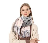 Générique Echarpe Femme Chaude, Écharpe d'automne Hiver Femme en Tissu Plaid Imprimé Long Châle Enveloppant avec Glands pour Rester Chaud