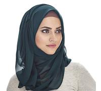 Générique Echarpe Femme Chaude - Grande Echarpe Femme Hiver Femmes écharpes Couleur Solide écharpe tête Pearl Hijab légère Mode écharpe de Cheveux (Green One Size)
