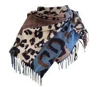 Générique Echarpe Femme Double Face Imprimée Léopard D Automne Hiver Imitation Laine Couleur Avec Franges Chaud Et Tendance Parfait Pour Halloween Et Carnaval Foulard Femme Élégant