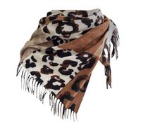 Générique Echarpe Femme Double Face Imprimée Léopard D Automne Hiver Imitation Laine Couleur Avec Franges Chaud Et Tendance Parfait Pour Halloween Et Carnaval Foulard Femme Élégant