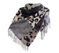 Générique Echarpe Femme Double Face Imprimée Léopard D Automne Hiver Imitation Laine Couleur Avec Franges Chaud Et Tendance Parfait Pour Halloween Et Carnaval Foulard Femme Élégant