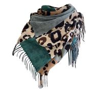 Générique Echarpe Femme Double Face Imprimée Léopard D Automne Hiver Imitation Laine Couleur Avec Franges Chaud Et Tendance Parfait Pour Halloween Et Carnaval Foulard Femme Élégant