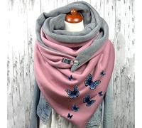 Générique Echarpe Femme Hivers - Echarpe Femme Chaude Écharpe à la Mode pour Femmes Fleur Doux imprimé Bouton Chaud écharpe châles (E One Size)