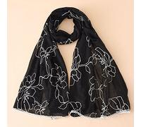 Générique Echarpe Femme Hivers - Echarpes Femme Écharpe en Coton et Lin pour Femmes Écharpe en Gaze imprimée Écharpe Fine (Black One Size)