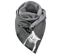 Générique Echarpe Hiver, Echarpe Triangle Femme Foulard Marque écharpe Chale Femme Etole Chic Cheche Shawl Pashmina Personnalisée Avec Bouton Pas Cher Foulard Imprimé Chat (C06)